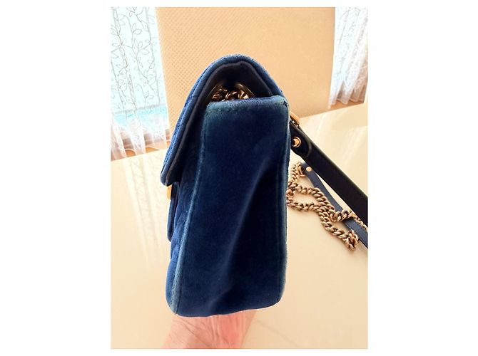 Gucci Marmont Borsa a tracolla in velluto blu - vista 7