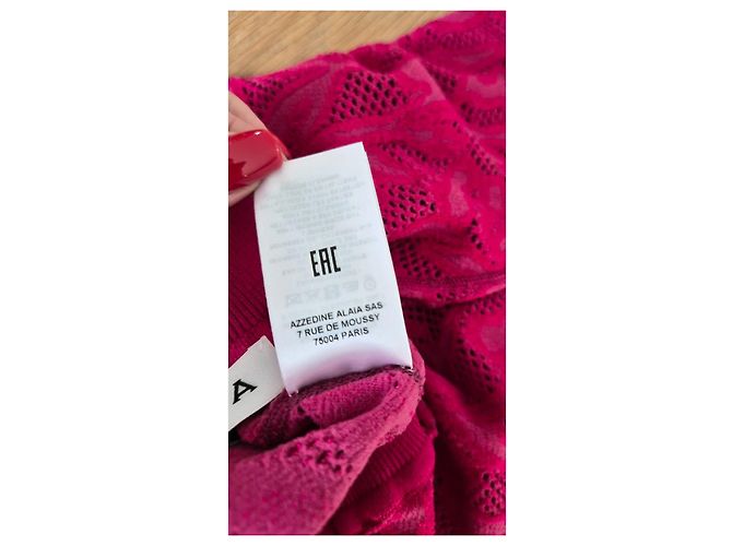 Alaïa Stretch-Spitzenleggings Fuchsia - Ansicht 10