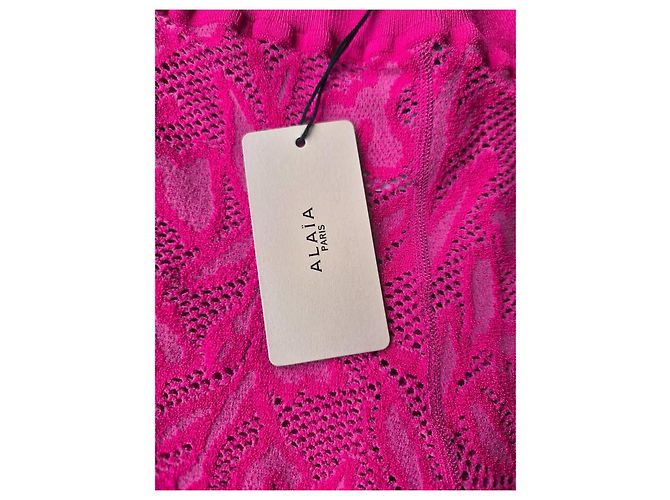 Alaïa Stretch-Spitzenleggings Fuchsia - Ansicht 4