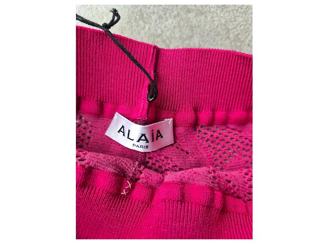 Alaïa Stretch-Spitzenleggings Fuchsia - Ansicht 5