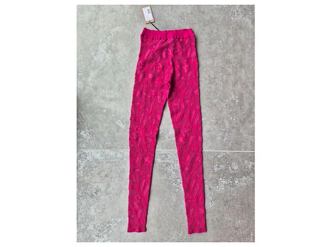 Alaïa Stretch-Spitzenleggings Fuchsia - Ansicht 6