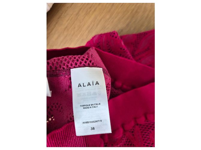 Alaïa Stretch-Spitzenleggings Fuchsia - Ansicht 7