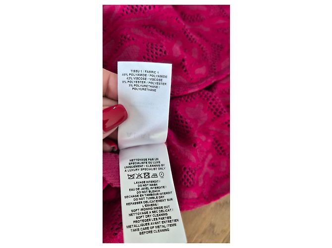 Alaïa Stretch-Spitzenleggings Fuchsia - Ansicht 8