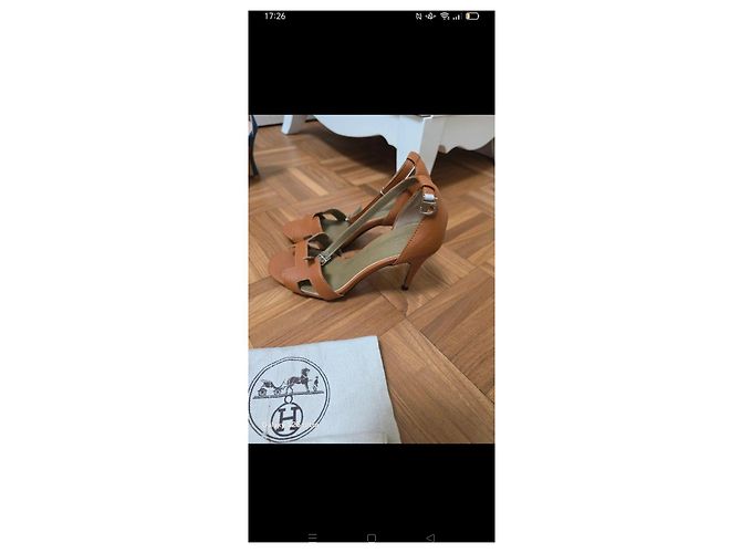 Sandali Hermès H in pelle arancione - vista 4