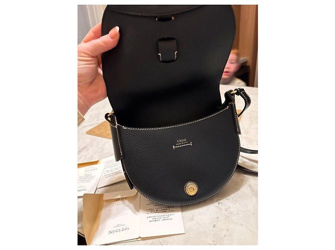 Chloé Black Grained Leather Shoulder Bag and Wallet Set - view 4