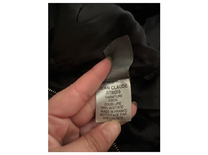 Jitrois Cappotto in pelle nera con collo in pelliccia - vista 5