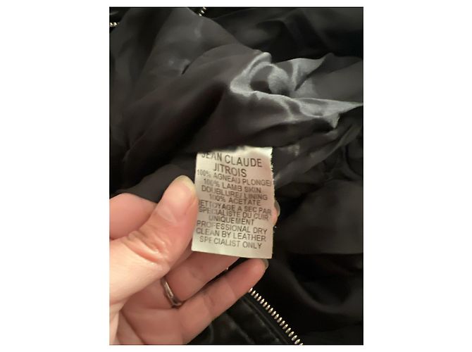 Jitrois Cappotto in pelle nera con collo in pelliccia - vista 6