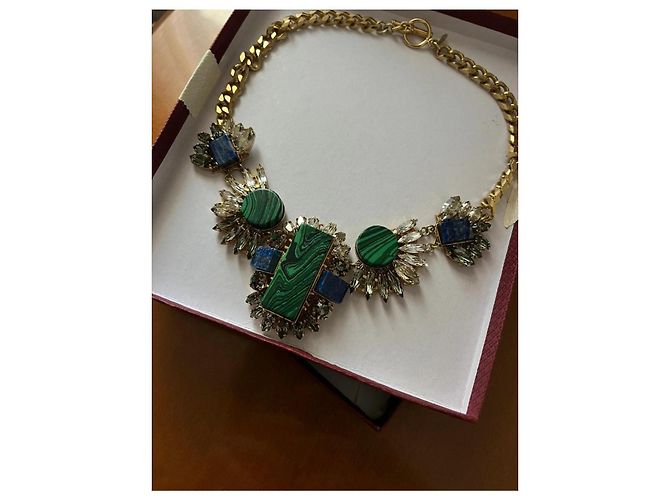 Collier Anton Heunis en malachite et lapis-lazuli plaqué or - vue 2
