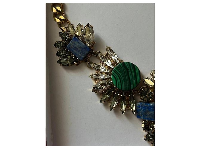Collier Anton Heunis en malachite et lapis-lazuli plaqué or - vue 3