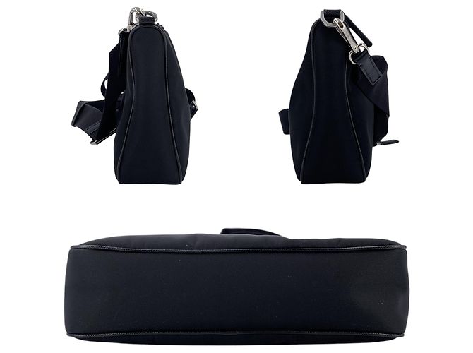 Prada Borsa a tracolla messenger in tela Re-Nylon nera con pochette - vista 4