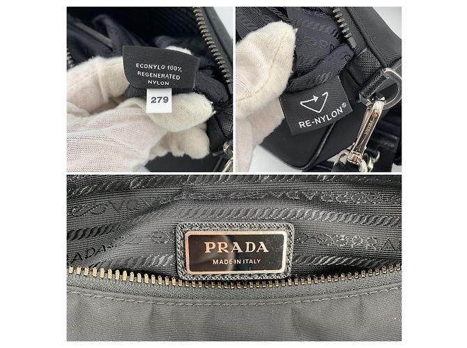 Prada Borsa a tracolla messenger in tela Re-Nylon nera con pochette - vista 6
