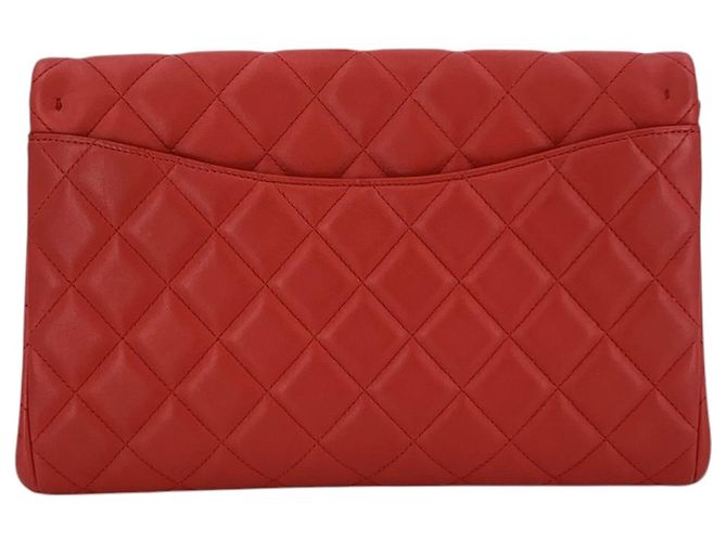 Chanel Borsa a tracolla e clutch Timeless Flap in pelle trapuntata Red Coral - vista 3