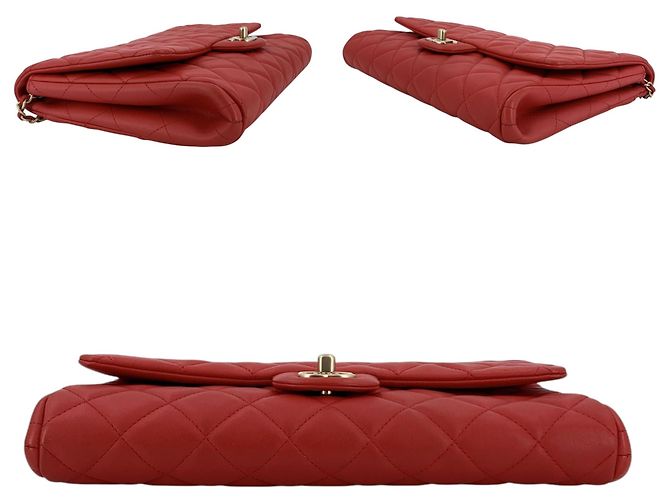 Chanel Borsa a tracolla e clutch Timeless Flap in pelle trapuntata Red Coral - vista 4