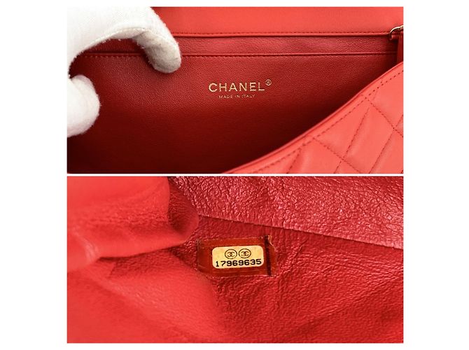 Chanel Borsa a tracolla e clutch Timeless Flap in pelle trapuntata Red Coral - vista 6