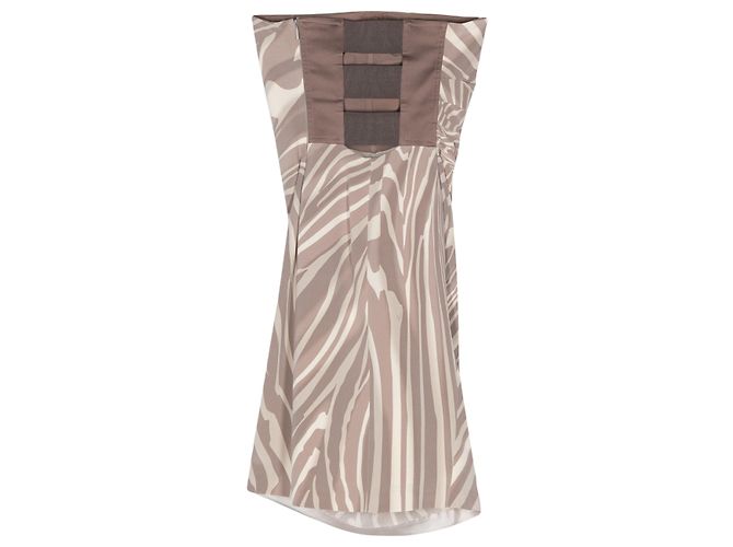 Autre Marque Gucci Kleid aus Seide Zebramuster Beige - Ansicht 2