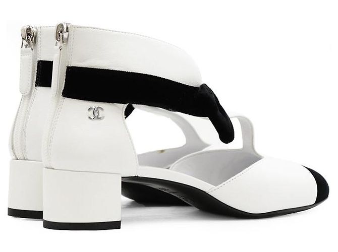 Décolleté in pelle e velluto Chanel G35243 - vista 5
