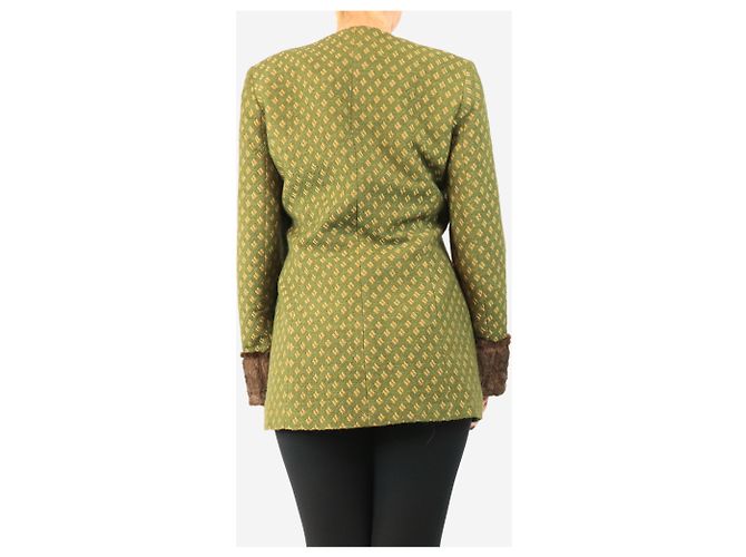 Autre Marque Chaqueta larga estructurada de jacquard verde - talla S - vista 2