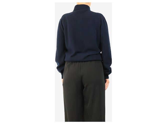 Miu Miu Cashmere-Strick-Poloshirt in Marineblau - Größe UK 8 - Ansicht 2