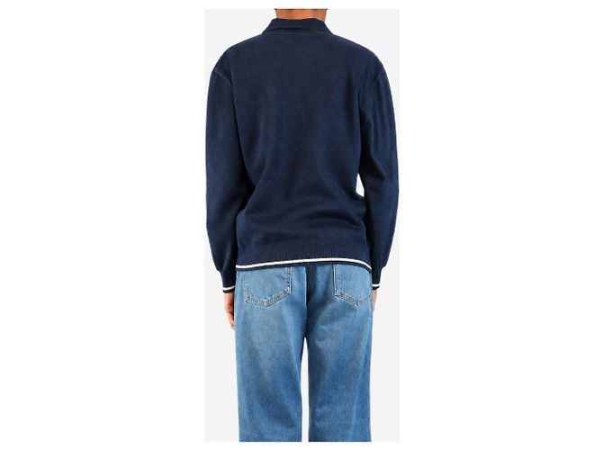 Miu Miu Navy gestreifte Chenille-Jacke - size UK 6 - Ansicht 2
