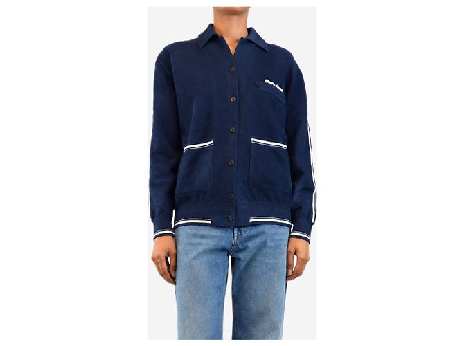Miu Miu Navy gestreifte Chenille-Jacke - size UK 6 - Ansicht 3