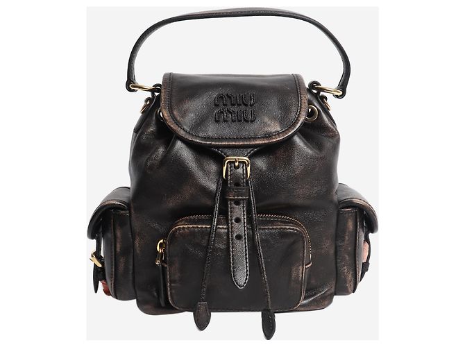 Miu Miu Mini-Rucksack aus Coffee-Leder - Ansicht 3