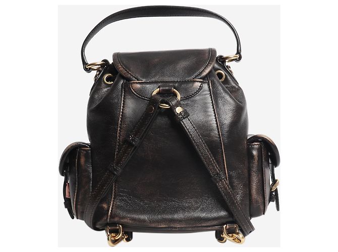 Miu Miu Mini-Rucksack aus Coffee-Leder - Ansicht 5