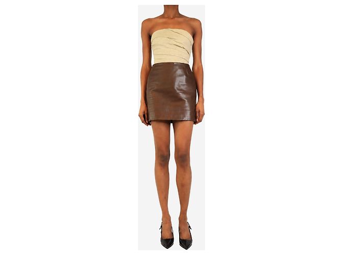 Miu Miu Minifalda de cuero marrón - talla UK 6 - vista 2