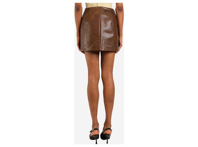 Miu Miu Minifalda de cuero marrón - talla UK 6 - vista 3