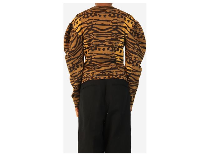 Ulla Johnson Jersey de punto jacquard animal print marrón con mangas abullonadas - size S - vista 2
