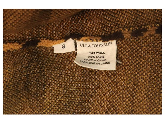 Ulla Johnson Jersey de punto jacquard animal print marrón con mangas abullonadas - size S - vista 3