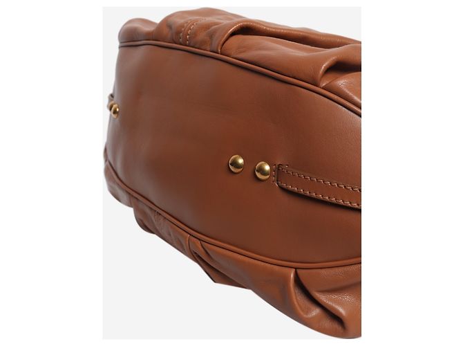 Miu Miu Borsa hobo in pelle marrone - vista 4