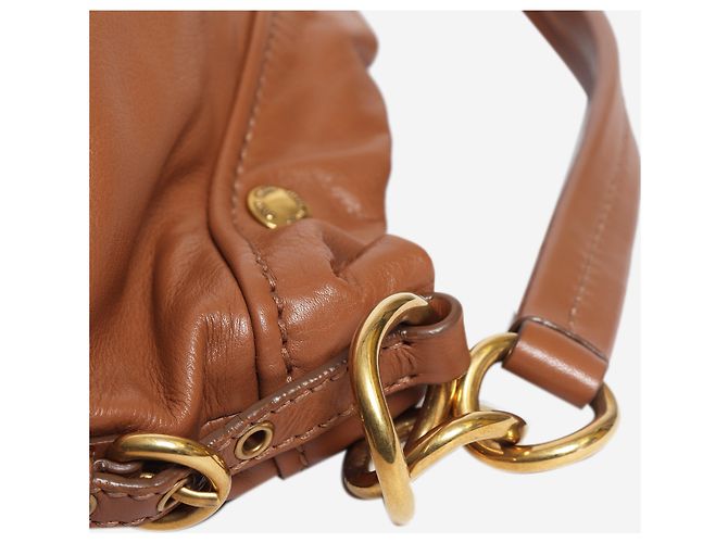 Miu Miu Borsa hobo in pelle marrone - vista 5