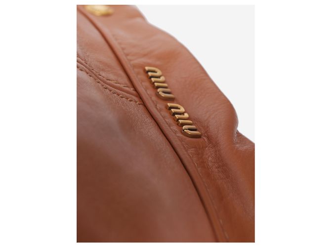Miu Miu Borsa hobo in pelle marrone - vista 6
