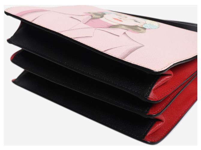Prada Borsa a tracolla stampata in pelle Saffiano rosa - vista 4
