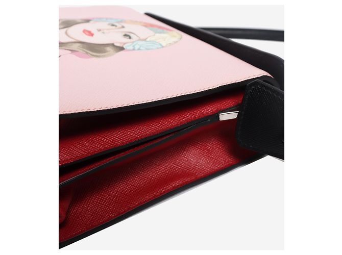 Prada Borsa a tracolla stampata in pelle Saffiano rosa - vista 5