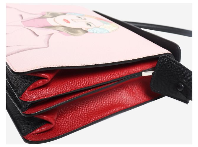 Prada Borsa a tracolla stampata in pelle Saffiano rosa - vista 6