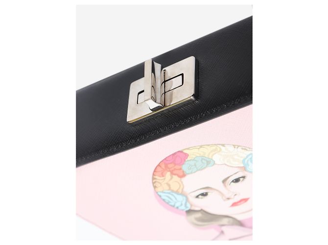 Prada Borsa a tracolla stampata in pelle Saffiano rosa - vista 7