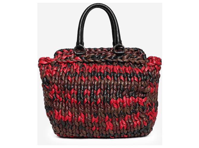 Prada Multicolor gestrickte Nappa-Leder-Tote-Bag - Ansicht 3