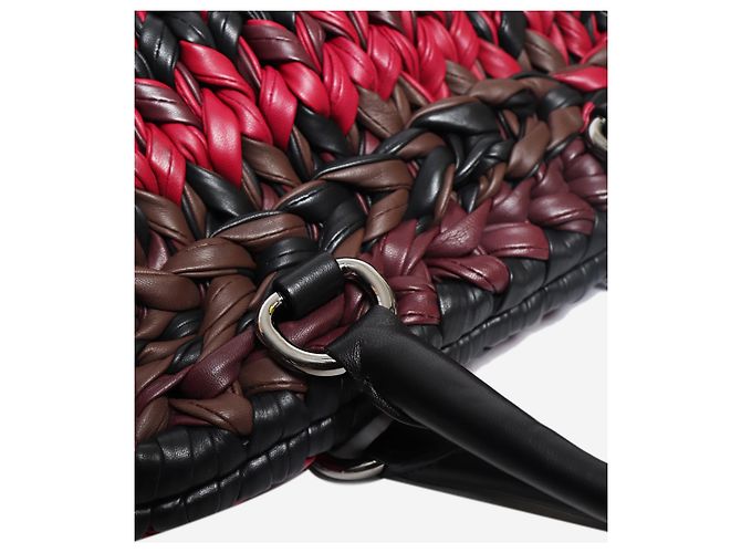 Prada Multicolor gestrickte Nappa-Leder-Tote-Bag - Ansicht 5
