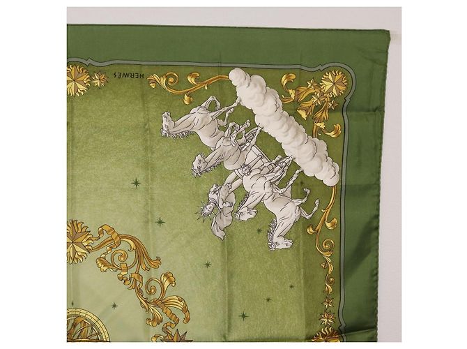 Hermès HERMES Carre 90 Scarf  COSMOS  Silk Green - vista 4
