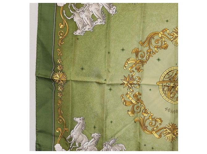 Hermès HERMES Carre 90 Scarf  COSMOS  Silk Green - vista 5