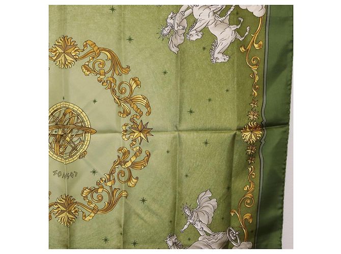 Hermès HERMES Carre 90 Scarf  COSMOS  Silk Green - vista 7