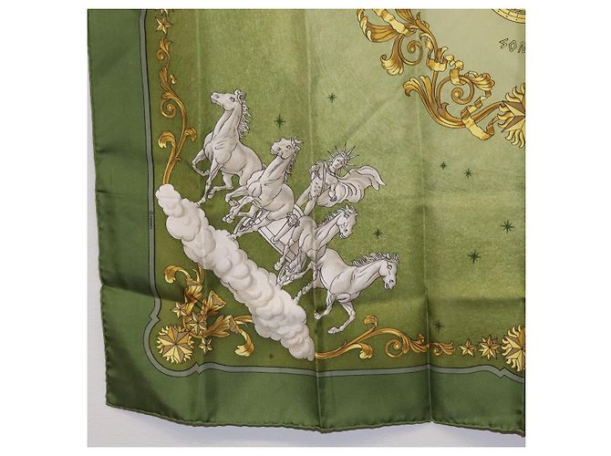 Hermès HERMES Carre 90 Scarf  COSMOS  Silk Green - vista 8