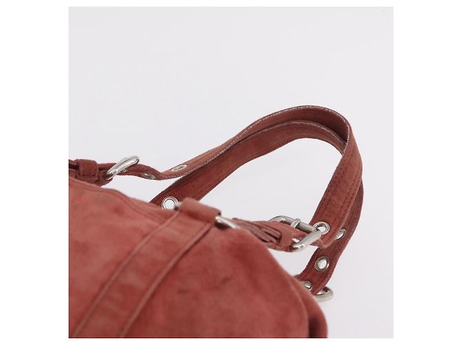 PRADA Tote Bag Suede Silver Pink - vista 14