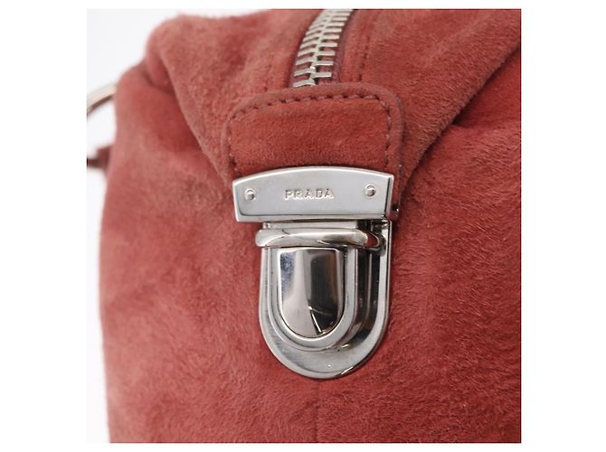PRADA Tote Bag Suede Silver Pink - vista 19