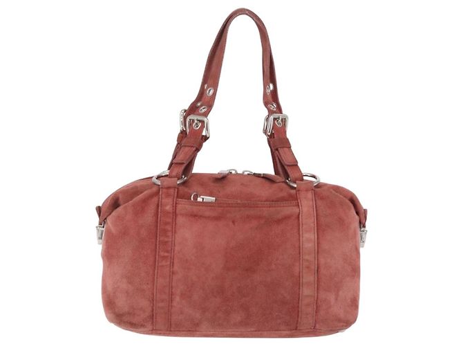 PRADA Tote Bag Suede Silver Pink - vista 2