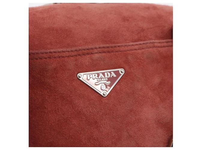 PRADA Tote Bag Suede Silver Pink - vista 20