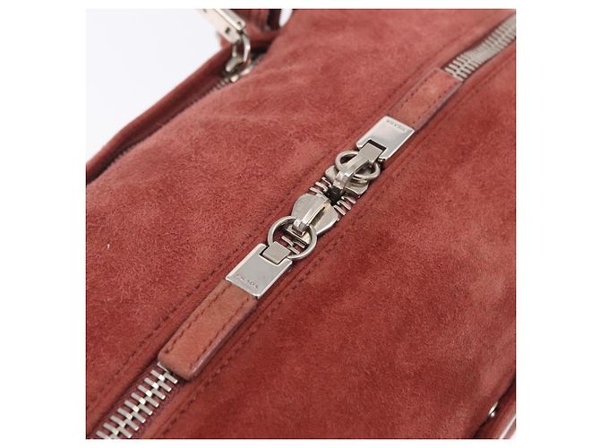 PRADA Tote Bag Suede Silver Pink - vista 21