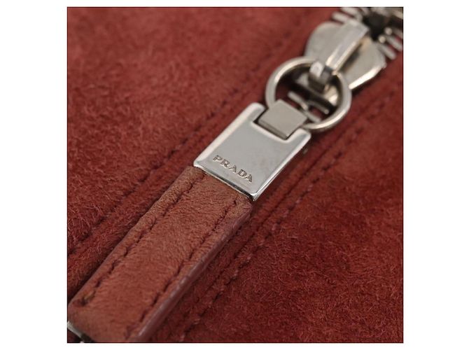 PRADA Tote Bag Suede Silver Pink - vista 22
