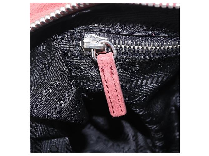 PRADA Tote Bag Suede Silver Pink - vista 26
